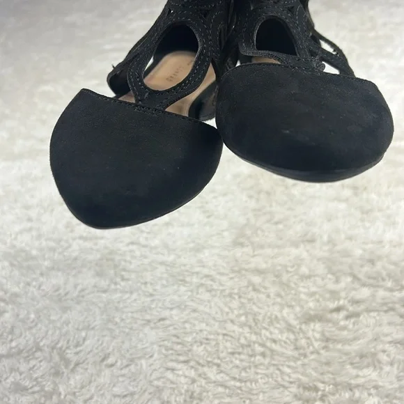 LC Lauren Conrad poem black pointed to strappy ankle flats, size 7 - 7.5 - Picture 3 of 10